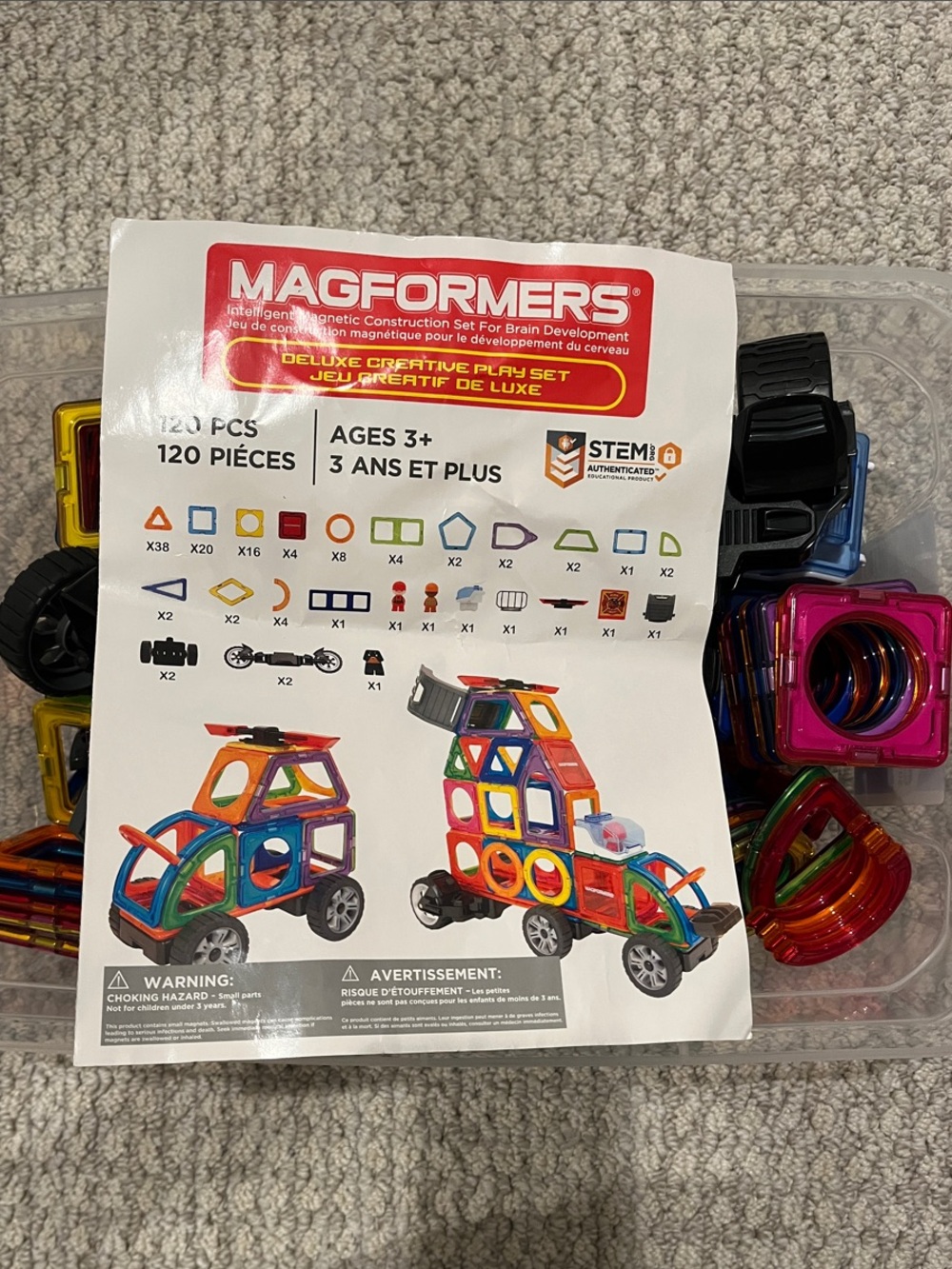 Magformers Deluxe 120-Piece Magnetic Building Set - Multicolor